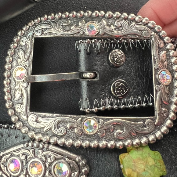 Ariat Black and Silver Women\'s Western Leather Jade Belt M main image 7